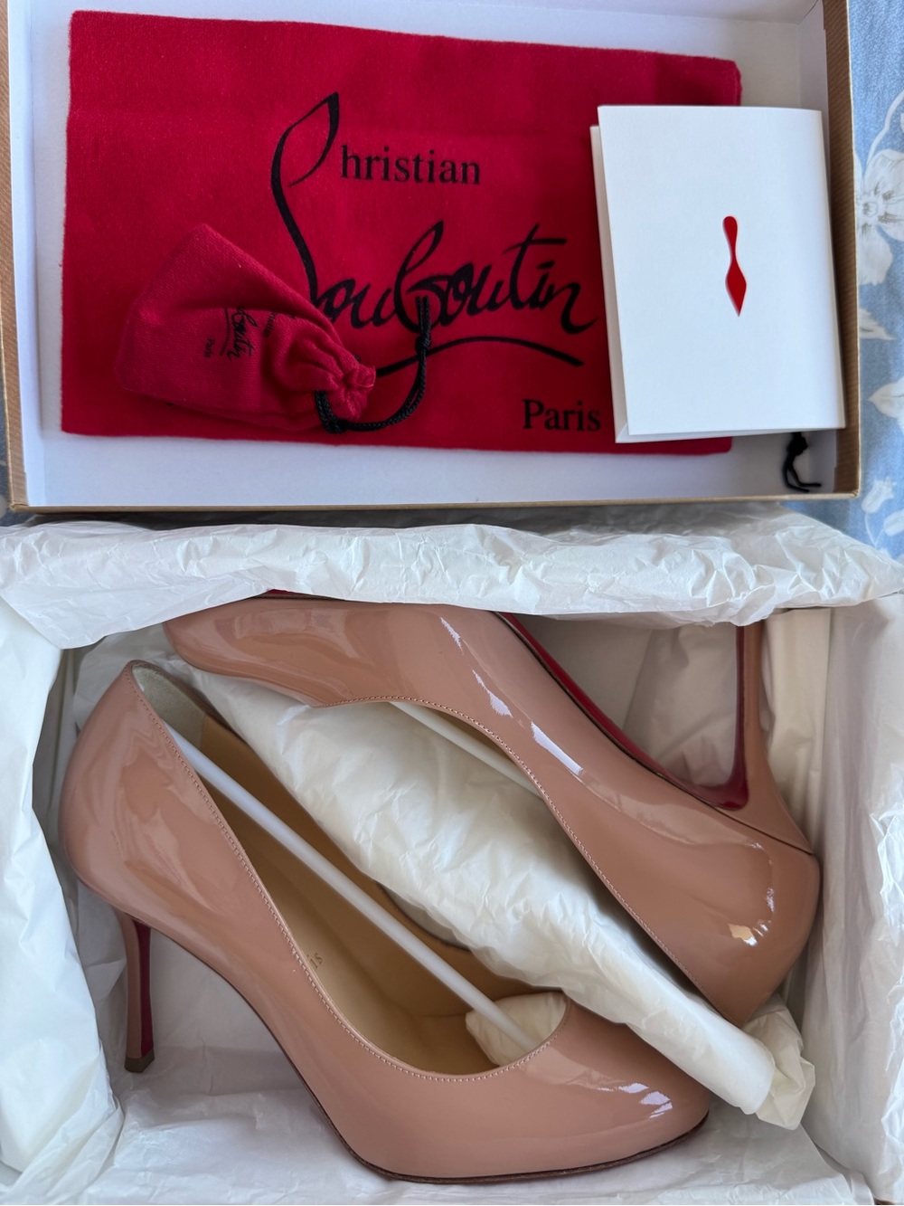 Christian Louboutin Nude Patent Dolly Pumps - Brand New!
